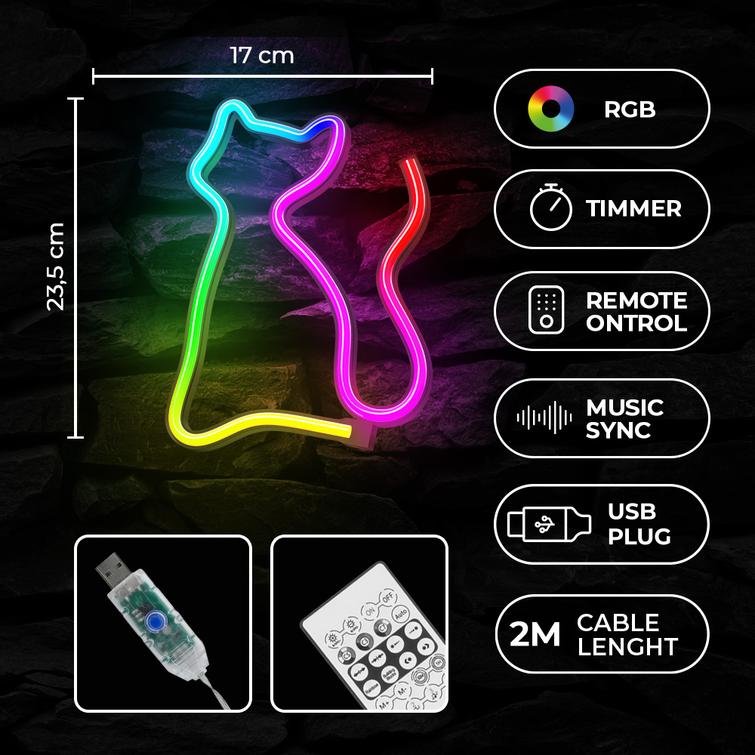 Neon LED RGB CAT FLRN03 + RC Forever Light