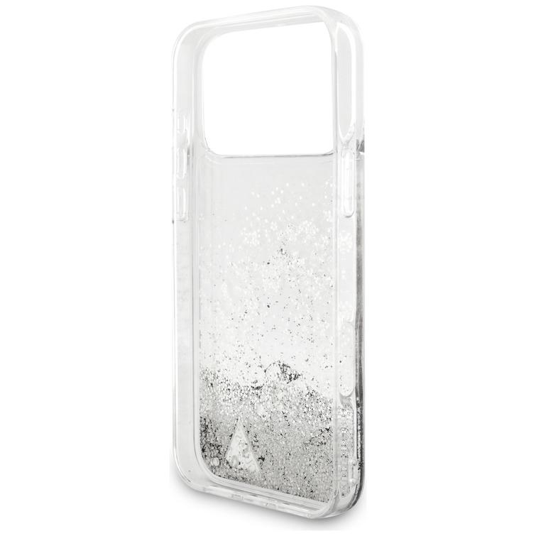 Guess Liq. Glitter Charms case for iPhone 17 Pro Max silver
