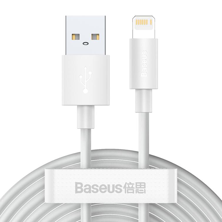 Baseus kaapeli Simple Wisdom USB - Lightning 1,5 m 2,4A valkoinen 2 kpl