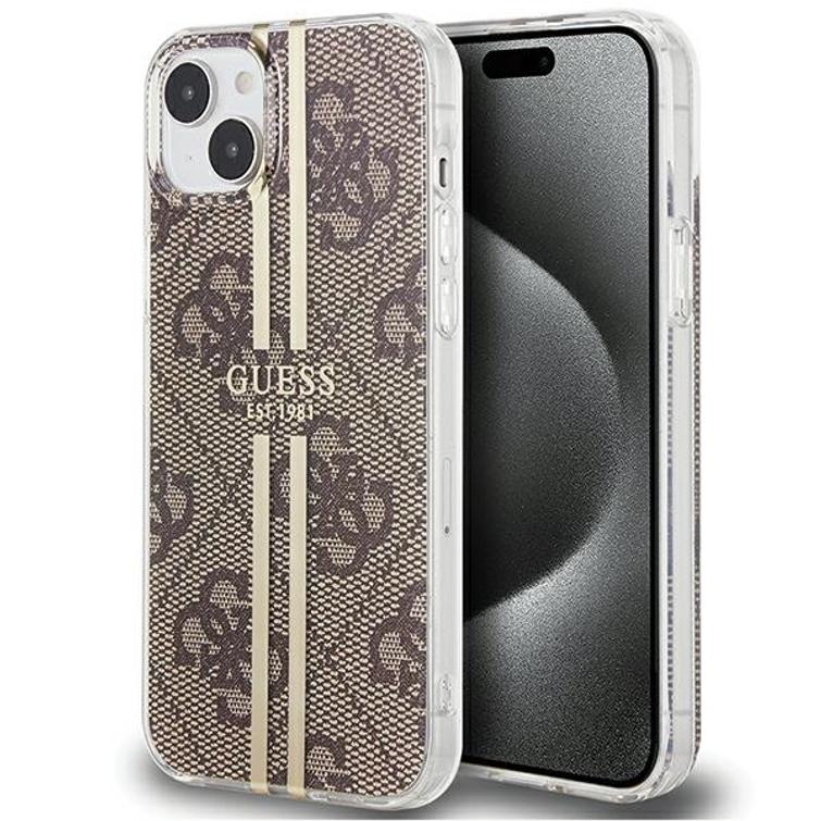 Guess iPhone 15 Plus 6,7" suojakuori GUHCP15MH4PSEGW ruskea HC IML 4G GOLD STRIPE
