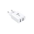 T-PHOX WALL CHARGER POCKET SERIES 2xUSB TCC-224 12W + USB-C CABLE WHITE