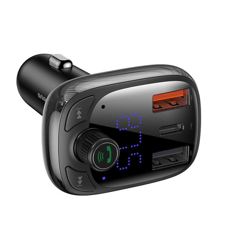 Baseus lähetin FM T-muotoinen S-13 Bluetooth MP3 autolaturi musta
