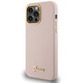 Guess iPhone 15 Pro 6,1" suojakuori GUHCP15LSMBSLP pinkki HC SILICONE SCRIPT METAL LOGO & FRAME