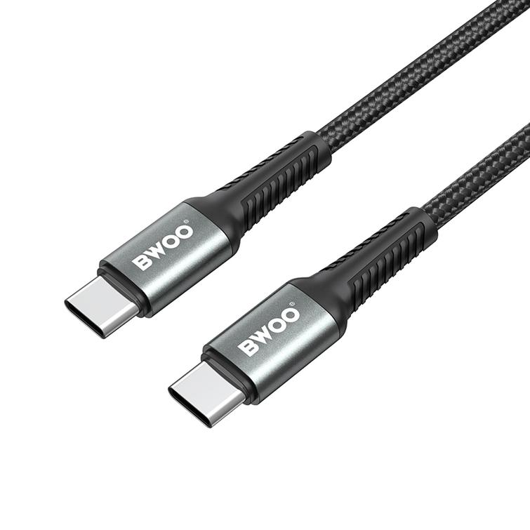 BWOO Punottu Kaapeli USB-C - USB-C 2m 60W musta