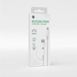 Forever kierr&auml;tyskaapeli 2w1 1,5m 3A USB-C - USB-C + USB-A KR2W1-00 valkoinen