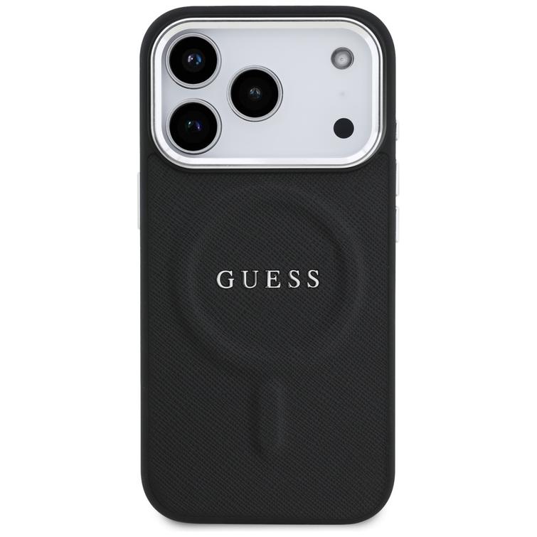 Guess Classic Logo MagSafe -kotelo iPhone 17 Prolle, musta