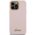 Guess iPhone 15 Pro 6,1" suojakuori GUHCP15LSMBSLP pinkki HC SILICONE SCRIPT METAL LOGO & FRAME