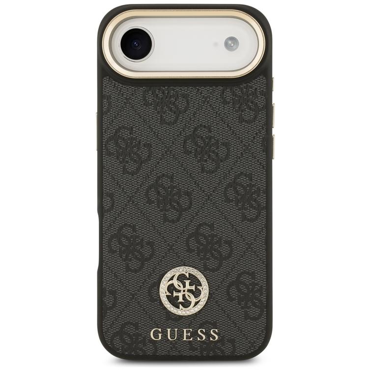 Guess 4G Strass Logo & Big Strap Metal Buttons MagSafe -suojakuori iPhone Airille, musta