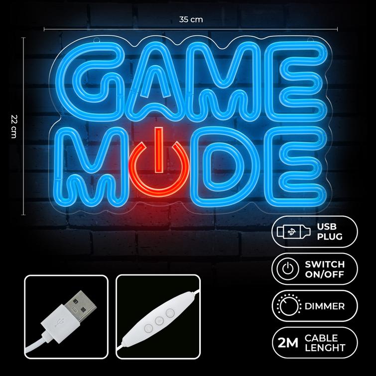 Forever Light Neon PLEXI LED GAME MODE blue red FPNE38