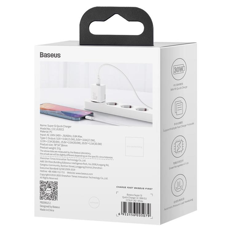 Baseus wall charger Super Si PD 30W 1x USB-C white