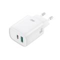 XO sein&auml;laturi CE30 PD 30W 1x USB-C 1x USB valkoinen + USB-C-kaapeli - Lightning