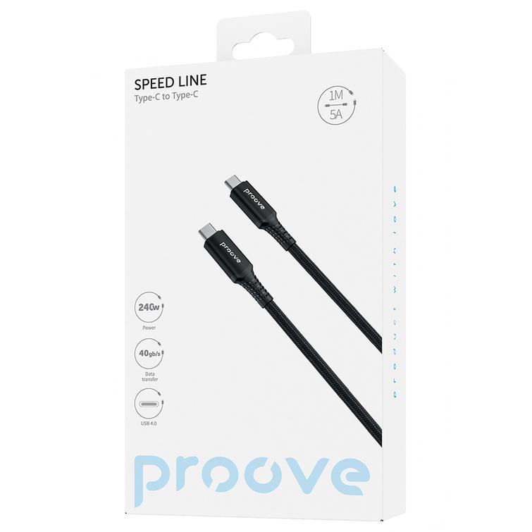 Proove-kaapeli Speed Line USB-C - USB-C 1m 240W musta