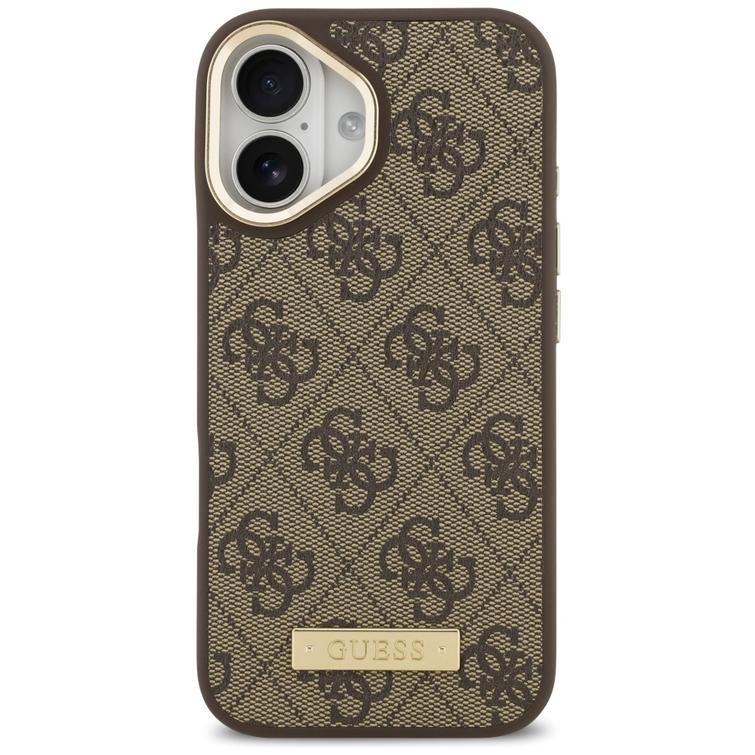 Guess 4G Logo Plate MagSafe case for iPhone 17 brown