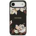 Guess Grained Flowers Classic Logo MagSafe -suojakuori iPhone Airille, musta