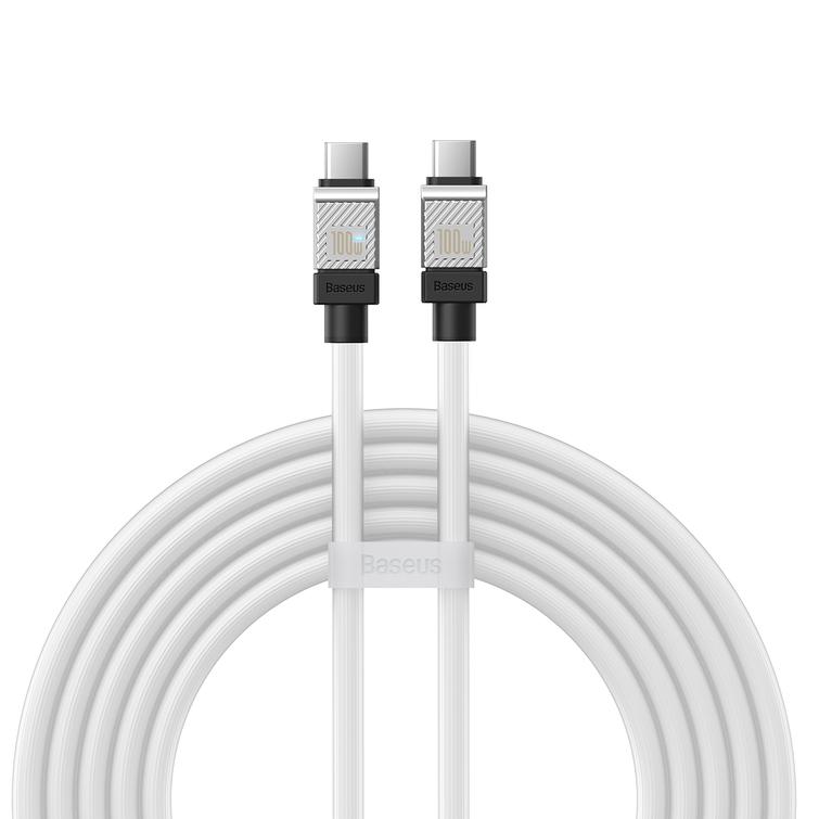 Baseus-kaapeli CoolPlay USB-C - USB-C 2m 100W valkoinen