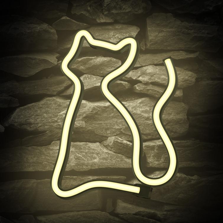 Neon LED -valo CAT l&auml;mmin valkoinen Lepakko + USB FLNE03 Forever Light