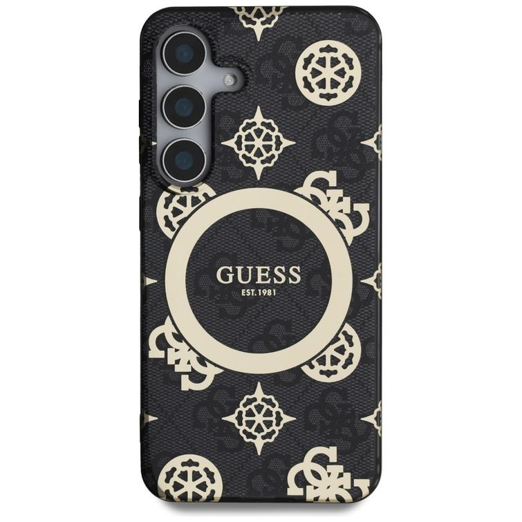 Guess HC Magnetic IML Peony on 4G -taustakuori Samsung Galaxy S25:lle, musta