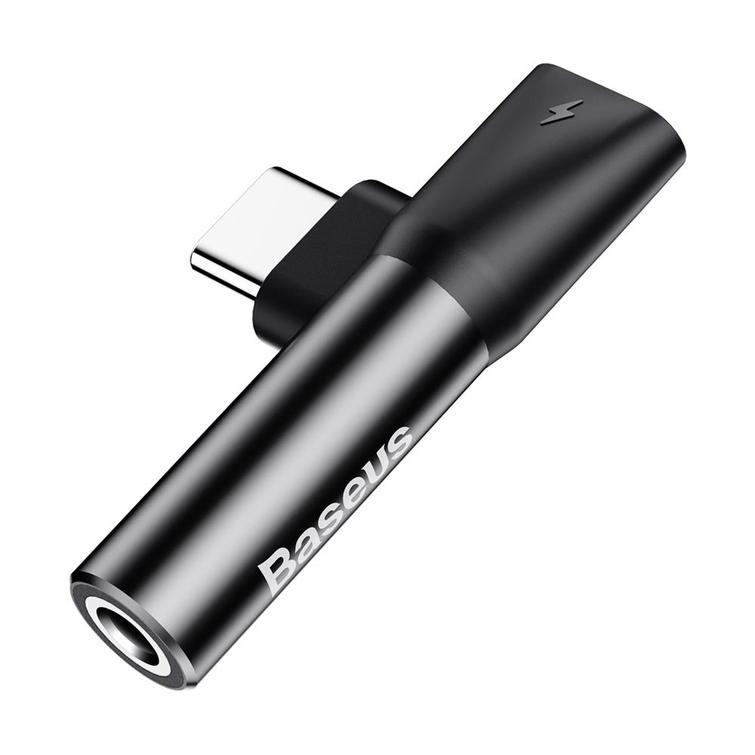 Baseus-sovitin L41 USB-C - USB-C - 3,5 mm naarasliitin, musta