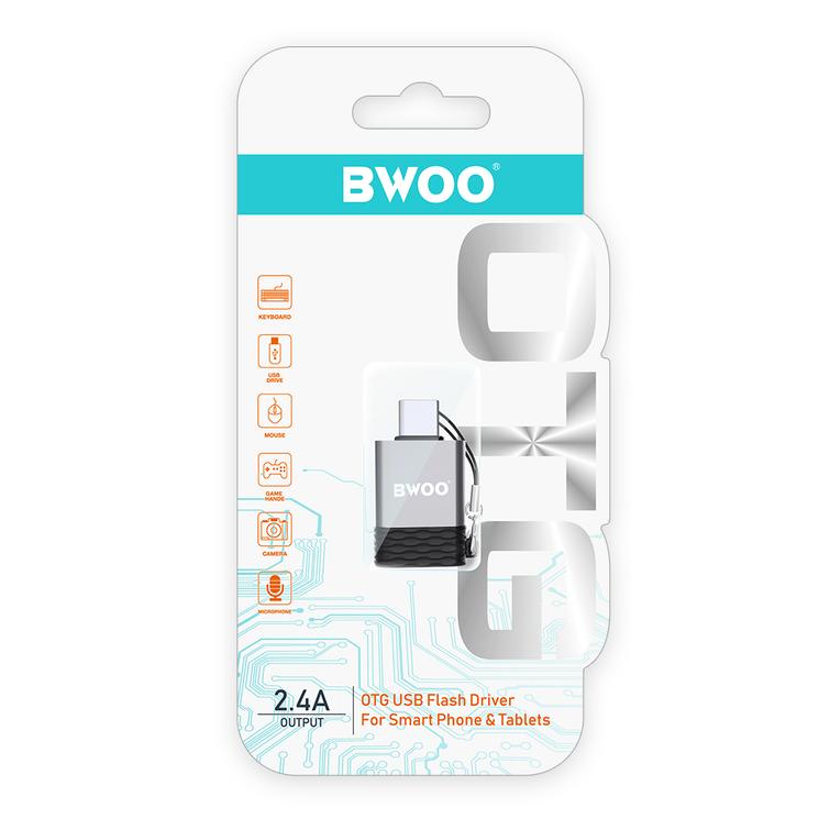 BWOO-sovitin USB - USB-C harmaa OTG BZ-35