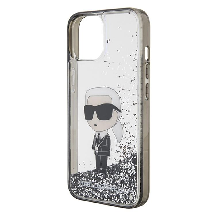 Karl Lagerfeld iPhone 15 6,1" -puhelimen suojakuori KLHCP15SLKKNSK läpinäkyvä kovakuori Liquid Glitter Ikonik