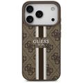 Guess 4G Printed Stripes MagSafe -kotelo iPhone 17 Prolle, ruskea