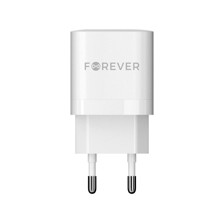 Forever TC-05-33AC GaN PD QC laturi 1x USB-C 1x USB 33W valkoinen