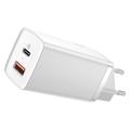 Baseus GaN2 Lite PD -seinälaturi 65W 1x USB-C 1x USB valkoinen