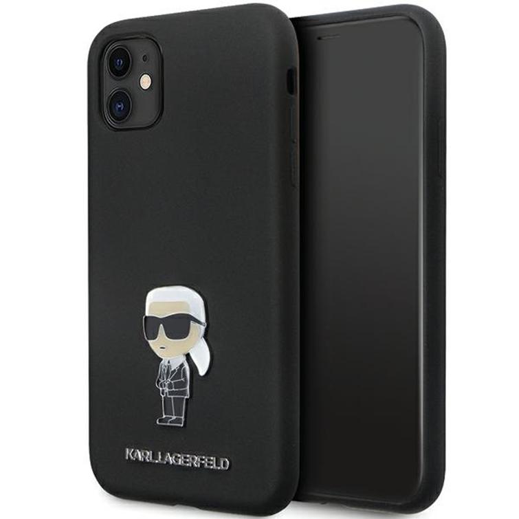 Karl Lagerfeld iPhone 11 -suojakuori KLHCN61SMHKNPK musta HC Silicone Ikonik Metal Pin