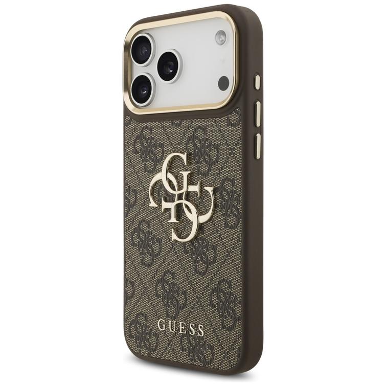 Guess 4G Big 4G Classic Logo Big Strap Metal Buttons -suojakuori iPhone 17 Pro Maxille, ruskea