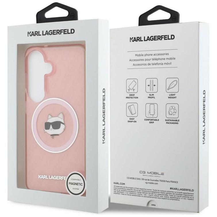 Karl Lagerfeld case IML Repeated Choupette MagSafe for Samsung Galaxy S26 pink