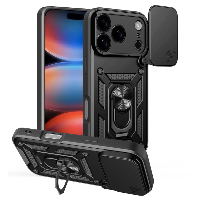 Defender Slide -suojakuori iPhone 17 Pro 6,3":lle, musta