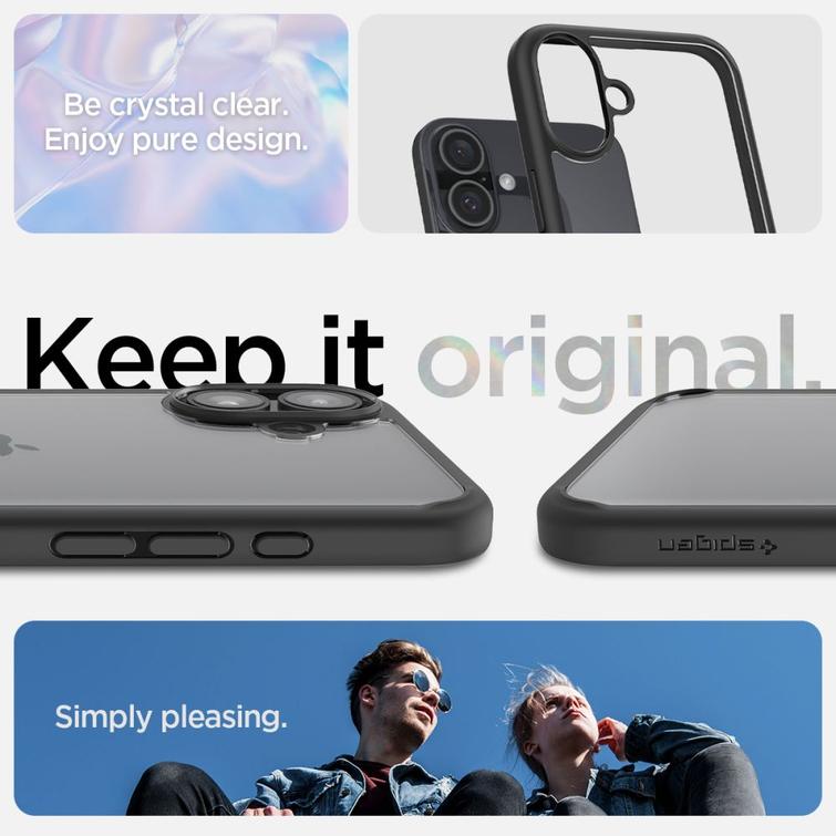 Spigen Ultra Hybrid -suojakuori iPhone 16 6,1":lle, mattamusta