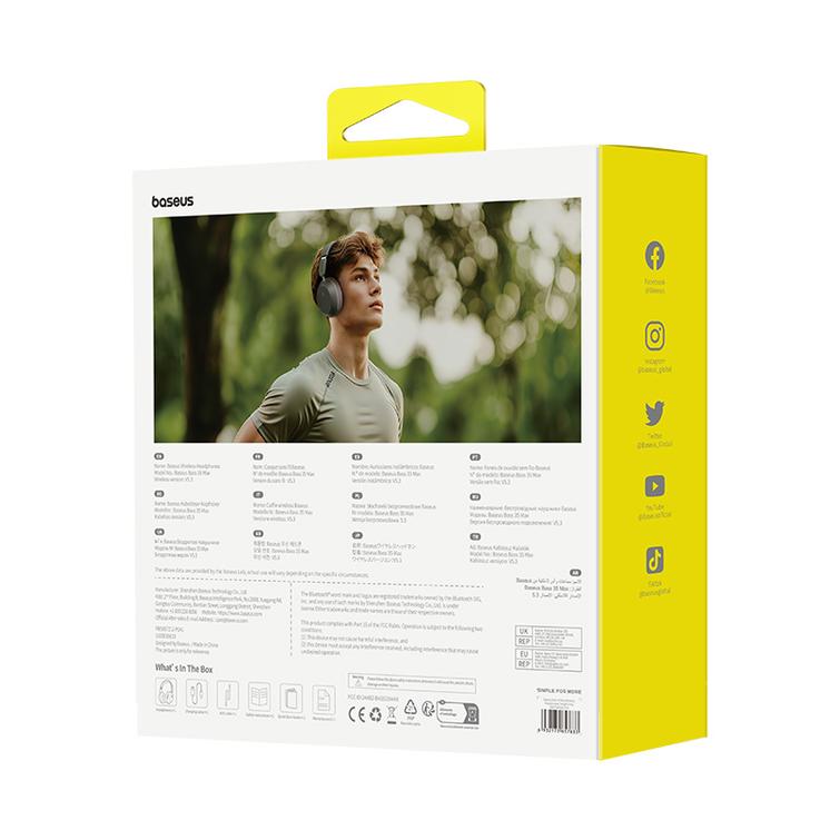 Baseus Bass 35 Max Langattomat Kuulokkeet, Harmaa