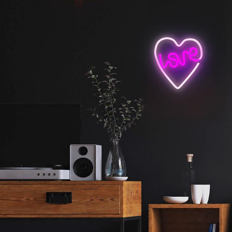 Neon LED-valo LOVE HEART violetti valkoinen NNE02 Neolia