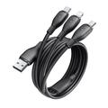 Baseus Ultra Fast One-for-Three -pikalatauskaapeli USB-A - M+L+C 3.5A 0.8m Kosminen Musta