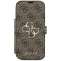 Guess Book 4G Metallinen Logo Suojakuori iPhone 17 Prolle, ruskea
