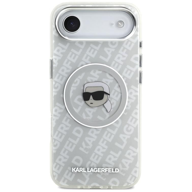 Karl Lagerfeld IML Karl Head Logo MagSafe -kotelo iPhonelle, harmaa