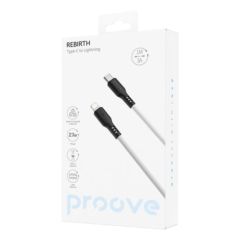 Proove-kaapeli Rebirth USB-C - Lightning 1m 27W biały