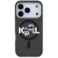 Karl Lagerfeld -kotelo, Magsafe IML -kimallekotelo, metallinen kamerakehys ja napit, Karl and Choupette -luonnoslogo iPhone 17 Prolle, läpinäkyvä
