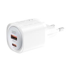 XO-seinälaturi CE21 PD 30W 1x USB-C 1x USB valkoinen