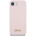 Guess HC Silicone Script Metal Logo -suojakuori iPhone 16e:lle, pinkki