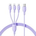 Baseus Ultra Fast One-for-Three -pikalatauskaapeli USB-A - M+L+C 3.5A 1.3m Nebula Purple