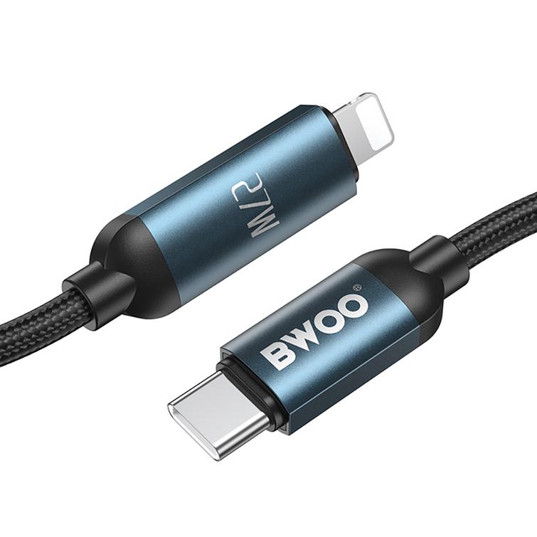 BWOO usb-c Lightning-kaapeli 1m 27W LED-näytöllä, punottu, musta