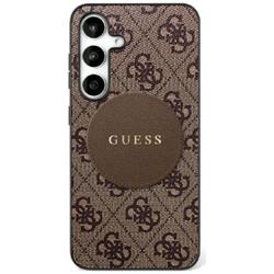 Guess HC MagSafe PU 4G Circle Classic Logo -suojakuori Samsung Galaxy S25:lle, ruskea