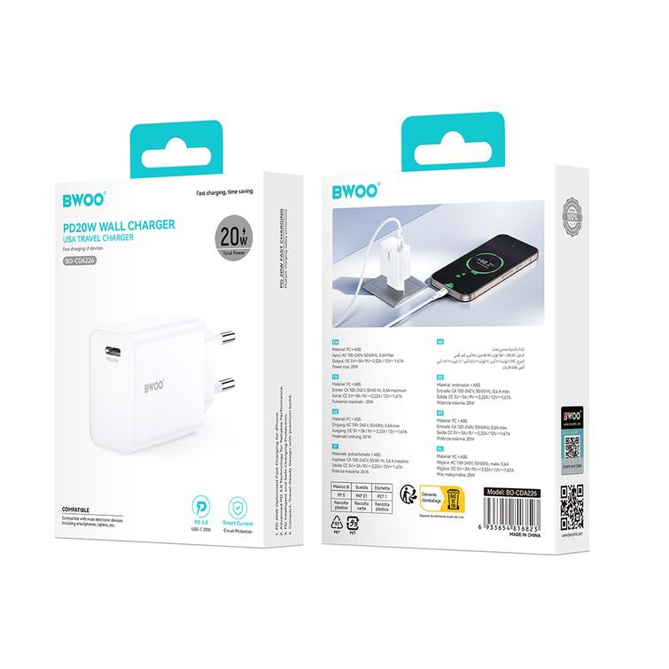 BWOO wall charger 20W CDA226 QC 1x USB-C black