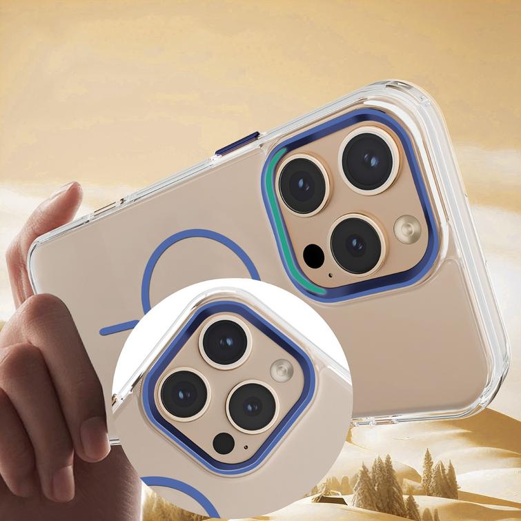 Läpinäkyvä ohut Mag-suojakuori iPhone 12 / 12 Pro 6,1":lle, sininen