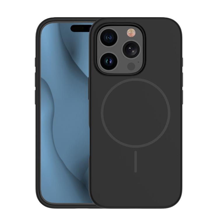 Silikoninen ohut Mag-suojakuori iPhone 16 Pro 6,3":lle, musta