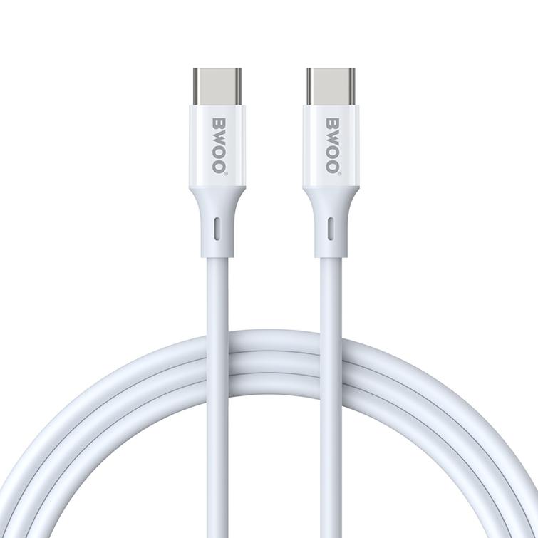 BWOO-kaapeli USB-C - USB-C 2m 60W ABS + TPE valkoinen