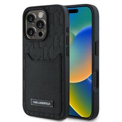 Karl Lagerfeld -suojakuori iPhone 16 Pro Max 6,9":lle KLHCP16XPGKHPRPK musta Kovapintainen korttipaikka Monogram