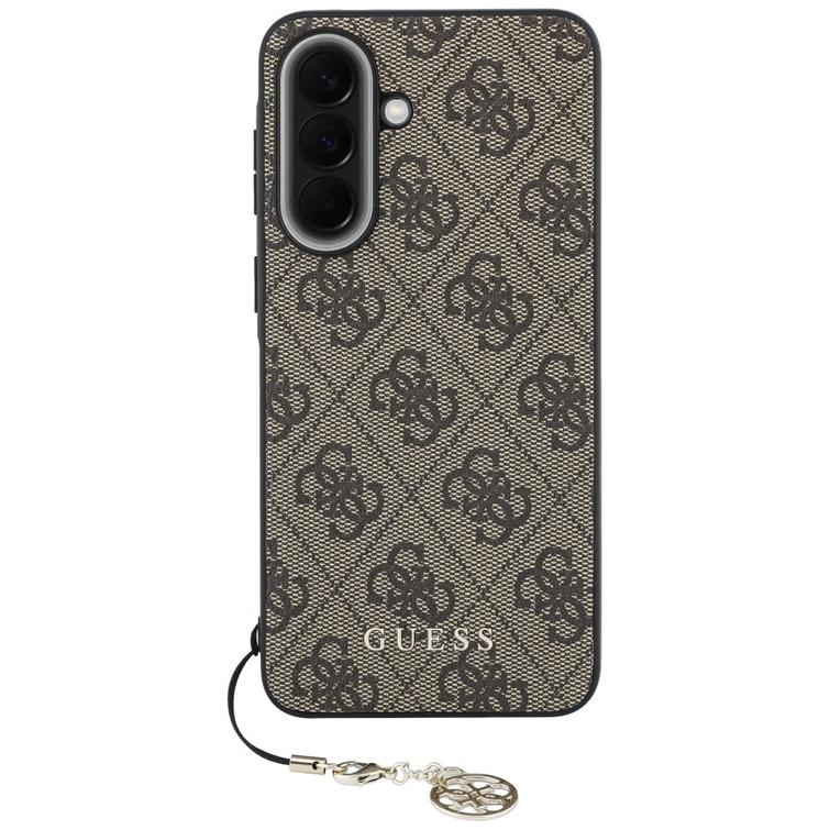 Guess HC PU 4G Classic Logo case with charm for Samsung Galaxy A57 brown